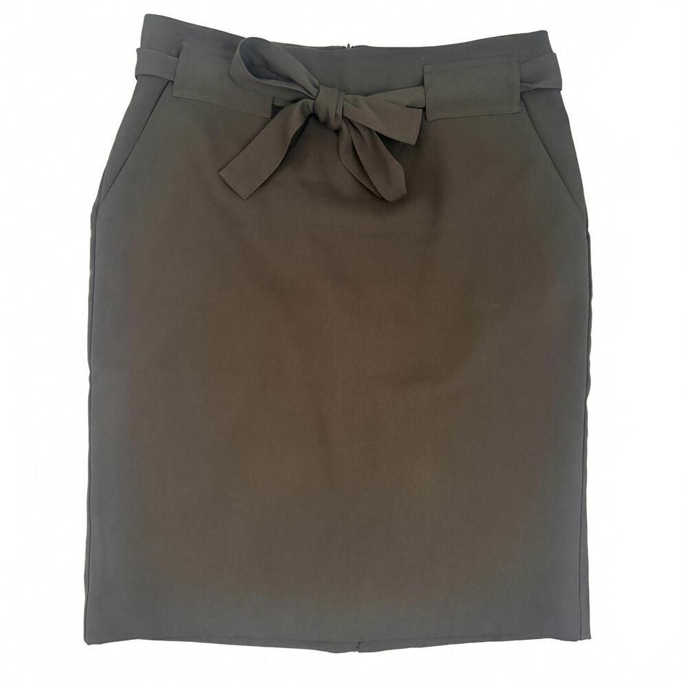 Banana Republic | Women’s Dark Olive Military Green Pencil Skirt Front Tie Sz 10